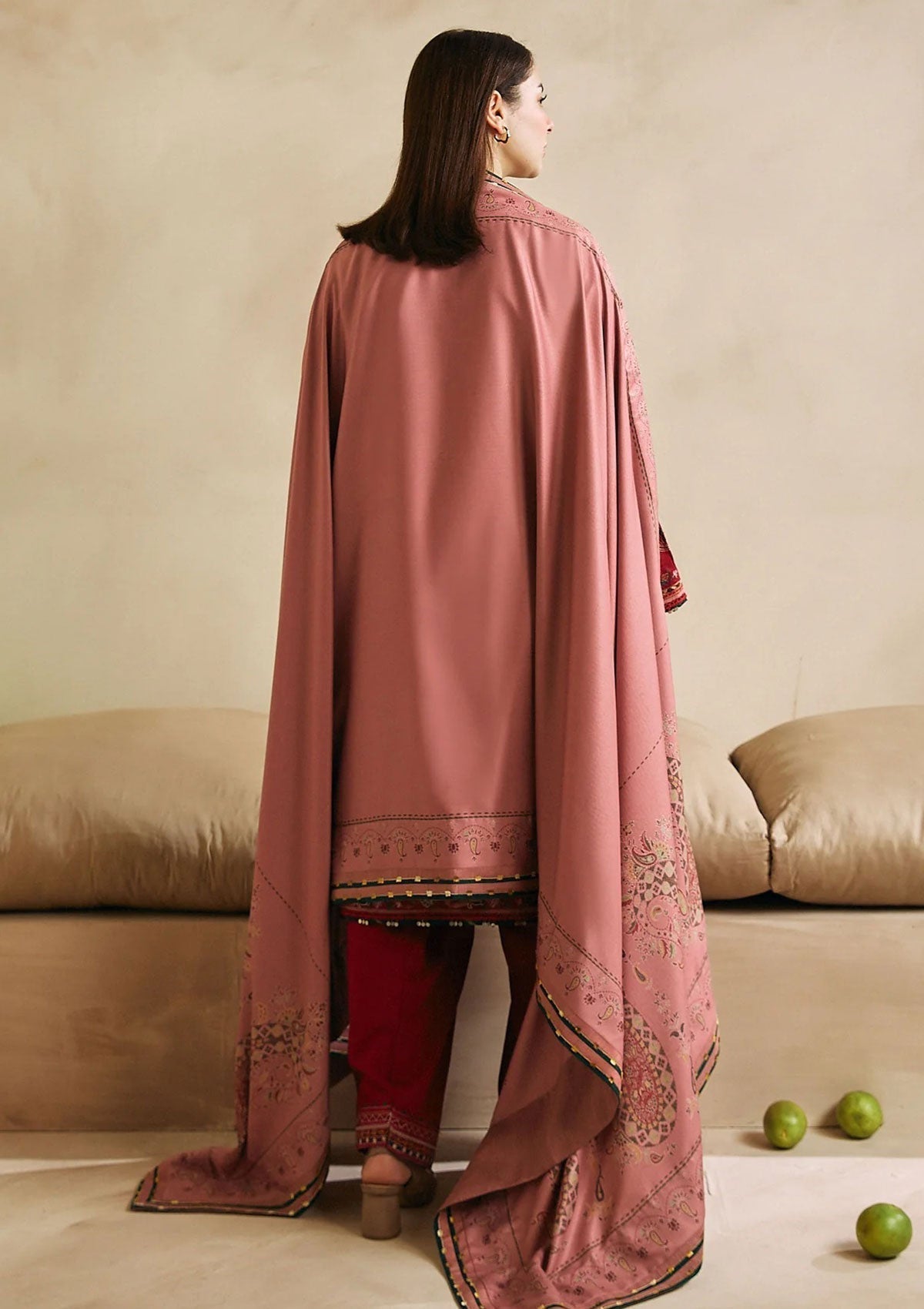 Zara Shah Jahan - 3PC Unstitched Dhanak Embroidered Shirt with Embroidered Back and Pashmina Printed Shawl