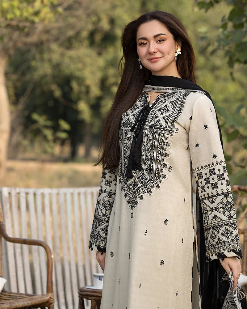 Zara Shah Jahan - 3PC Unstitched Dhanak Embroidered Shirt with Embroidered Dhanak Shawl