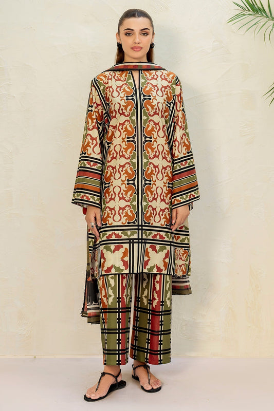 JAZMIN - 3PC Unstitched Printed Viscose Shirt with Printed Dupatta and Printed Trouser