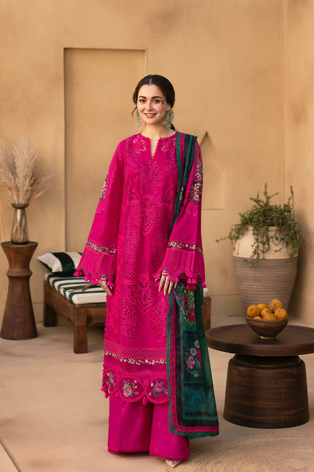 Saira Rizwan - Unstitched Dhanak Embroidered 3PC With Printed Shawl (SYT-129)