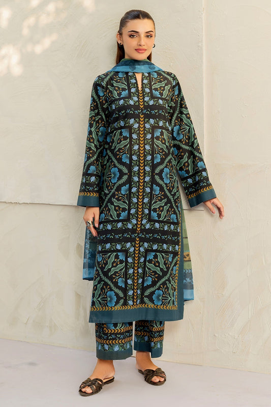 JAZMIN - 3PC Unstitched Printed Viscose Shirt with Printed Dupatta and Printed Trouser
