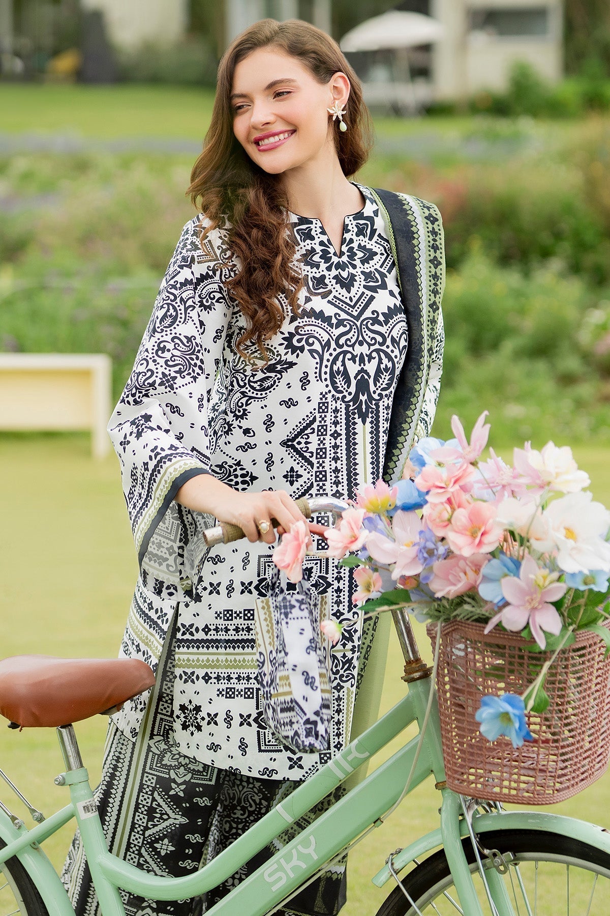 JAZMIN - 3PC Unstitched Printed Viscose Shirt with Printed Dupatta and Printed Trouser