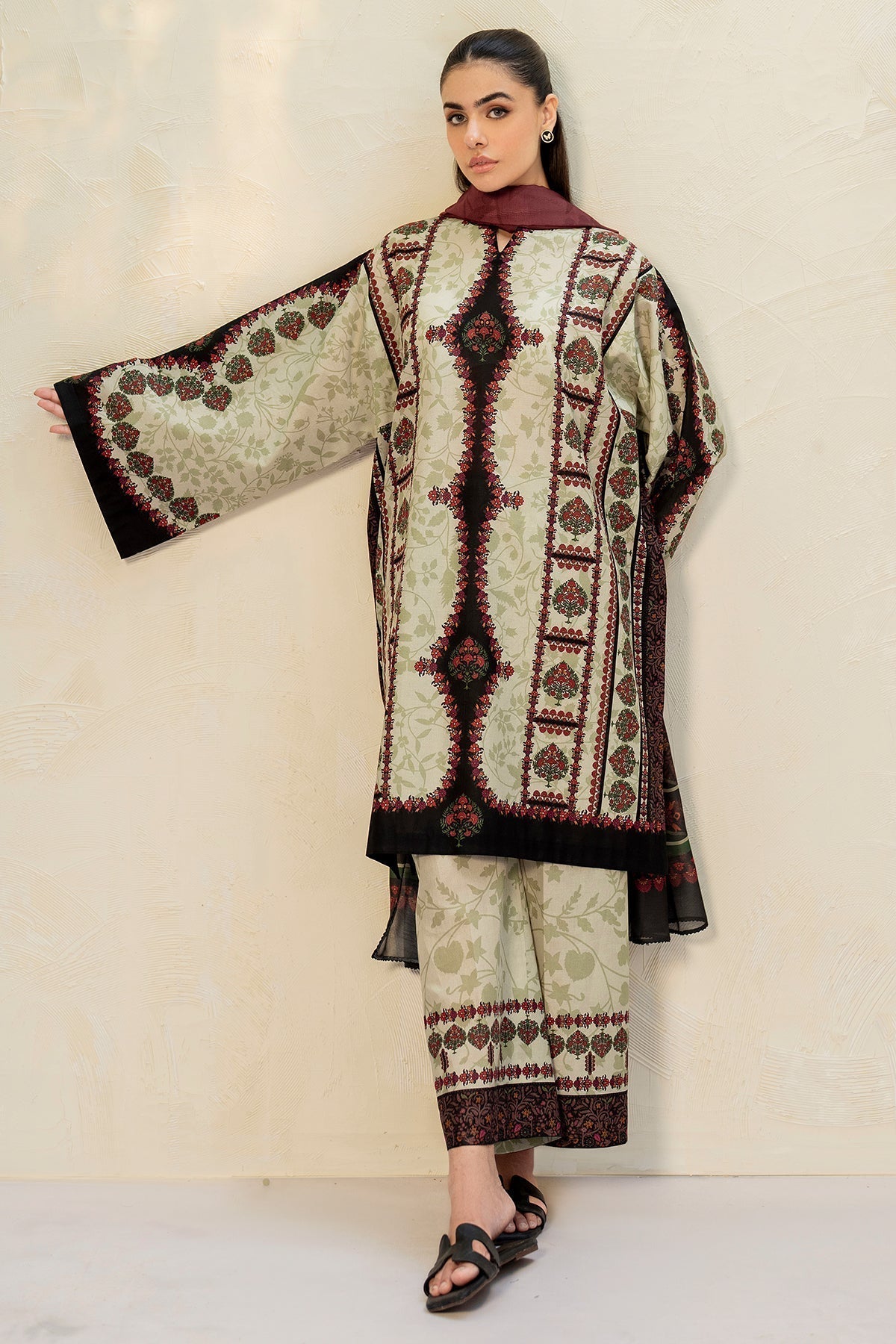 JAZMIN - 3PC Unstitched Printed Viscose Shirt with Printed Dupatta and Printed Trouser