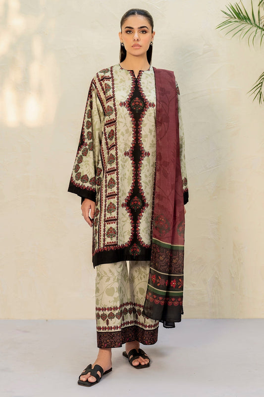JAZMIN - 3PC Unstitched Printed Viscose Shirt with Printed Dupatta and Printed Trouser