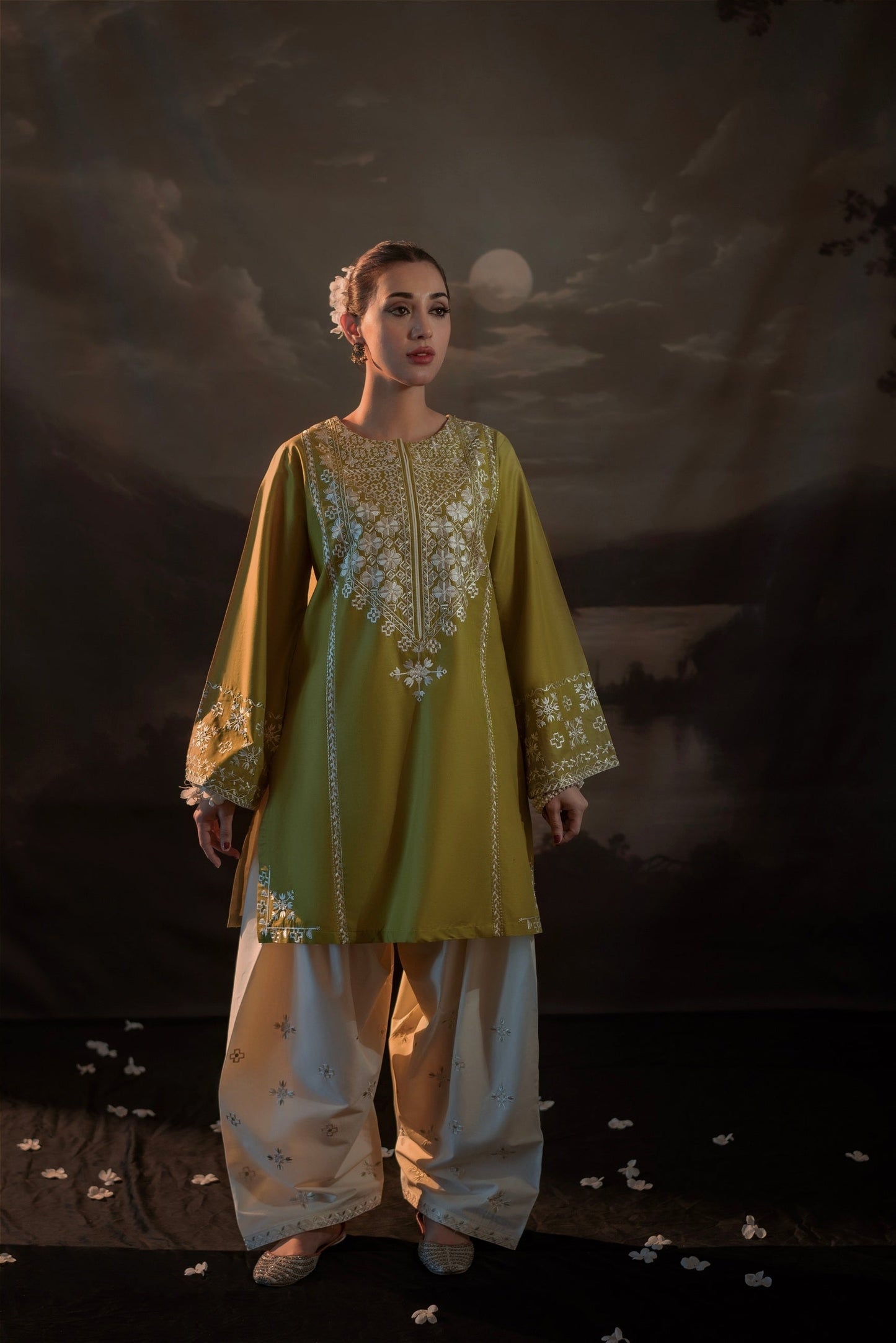 Urge - 2PC Unstitched Dhanak Embroidered Shirt with Dhanak Embroidered Trousers