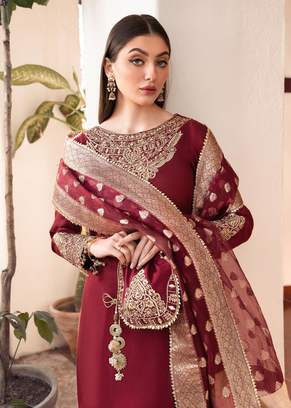 RANG E HAYA LUXURY SHAMOOZ SILK 3PC WITH BANARSI ORGANZA DUPATTA