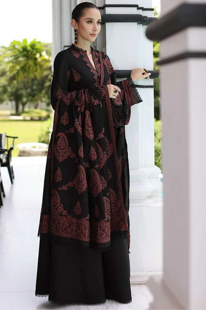 BAREEZE WINTER DHANAK UNSTITCHED 3PC WITH HEAVY EMBROIDERED SHAWL