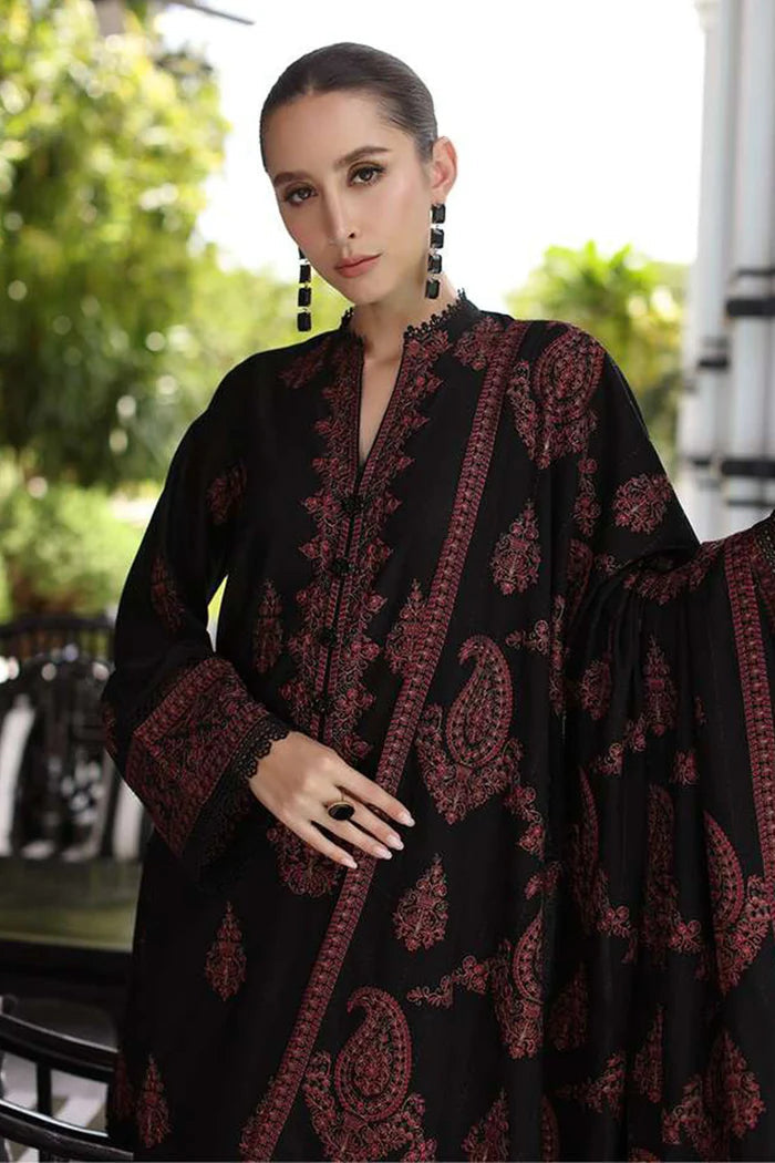 BAREEZE WINTER DHANAK UNSTITCHED 3PC WITH HEAVY EMBROIDERED SHAWL