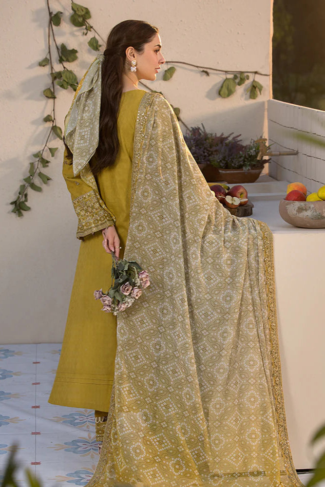 JADE - 3PC Unstitched Dhanak Embroidered Shirt with Printed Wool Shawl and Trouser