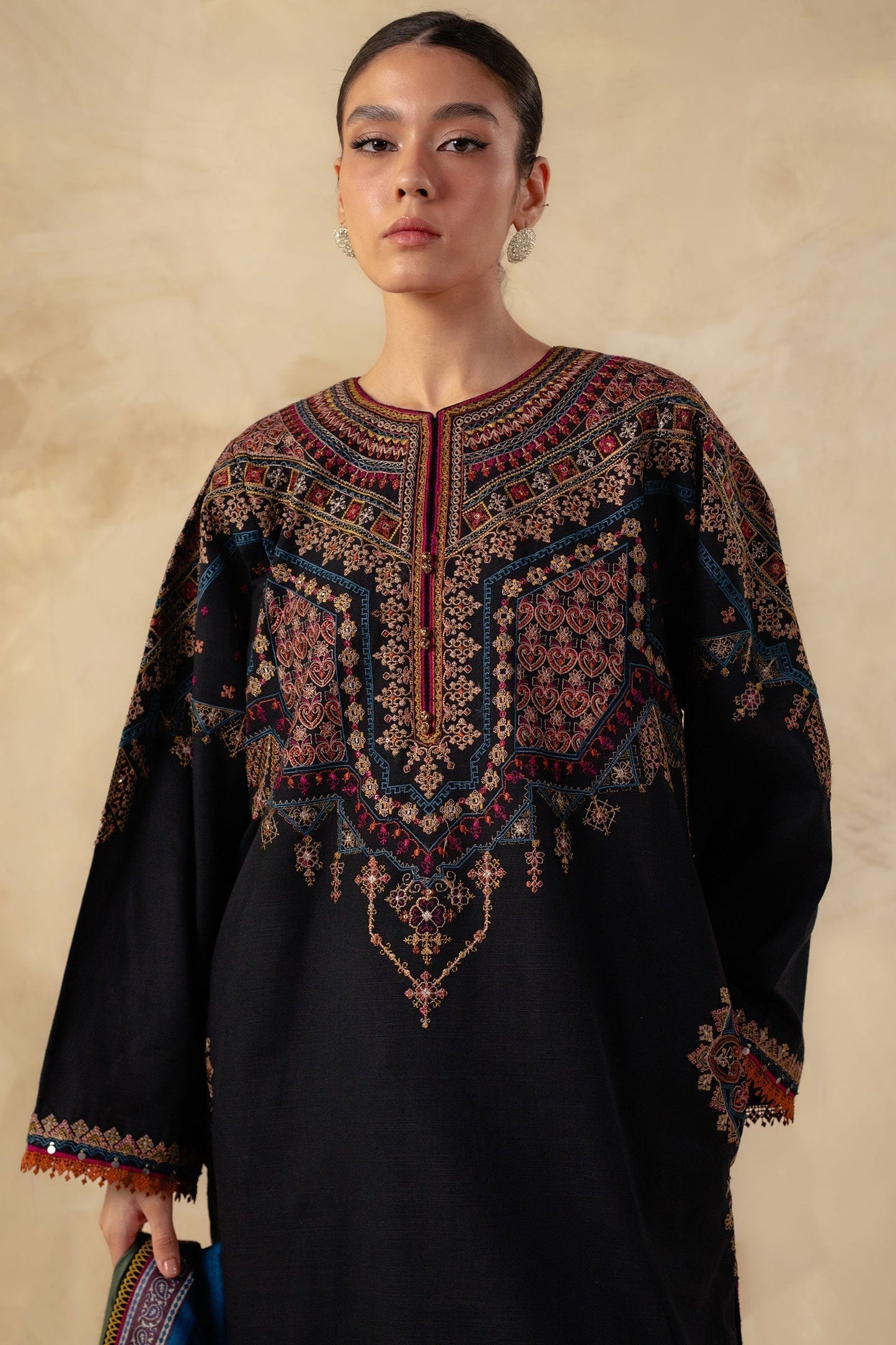 Coco by Zara Shahjahan - 3PC Unstitched Dhanak Embroidered Shirt with Printed Wool Shawl and Trouser