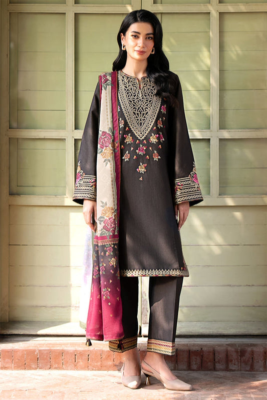 JAZMIN EMBROIDERED DHANAK 3PC WITH WHOOL SHAWAL