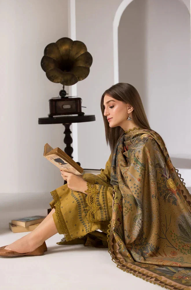 Sobia Nazir - 3PC Unstitched Dhanak Embroidered Shirt with Printed Dupatta