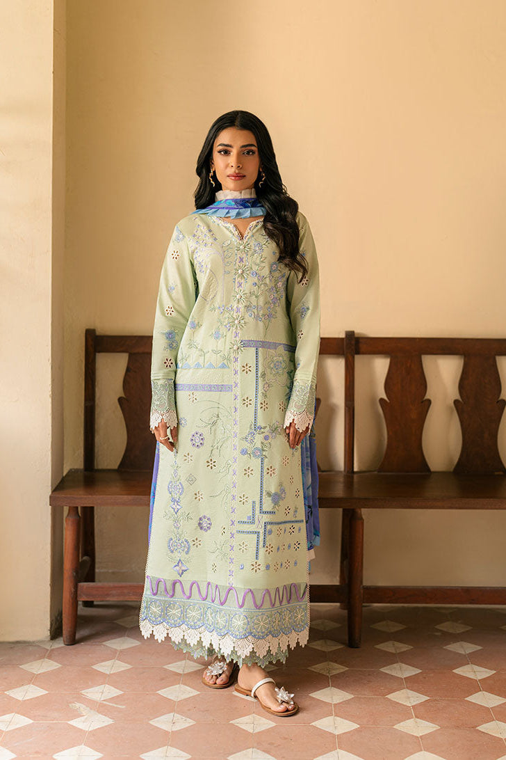 ASHIYANA BY ROHINAAZ-3PC DHANAK EMBROIDERED SHIRT WITH WOOL SHAWL & EMB TROUSER (UNSTITCHED)