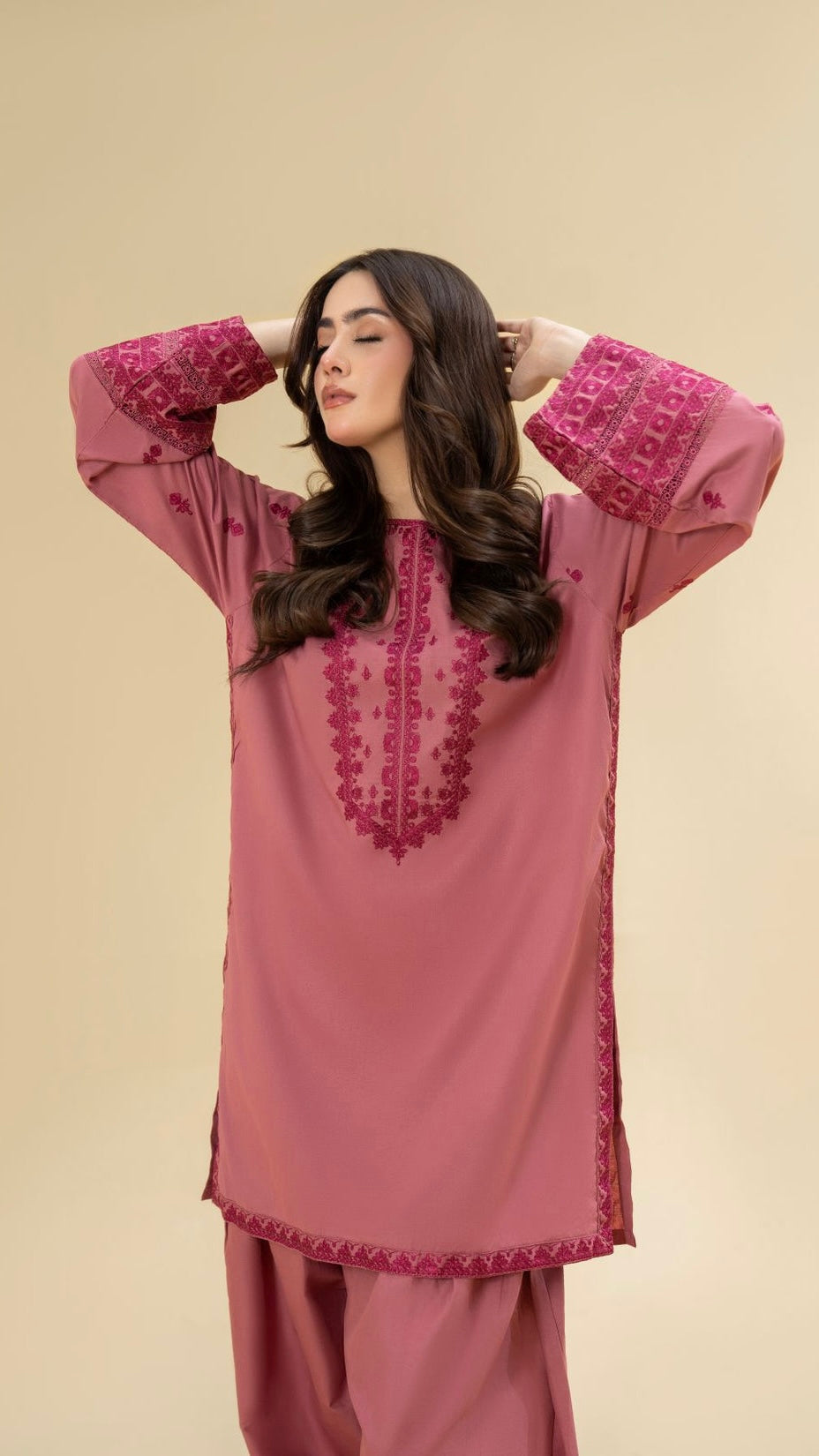 RUBY UNSTITCHED DHANAK 2PC WITH DHANAK EMBROIDERED TROUSER