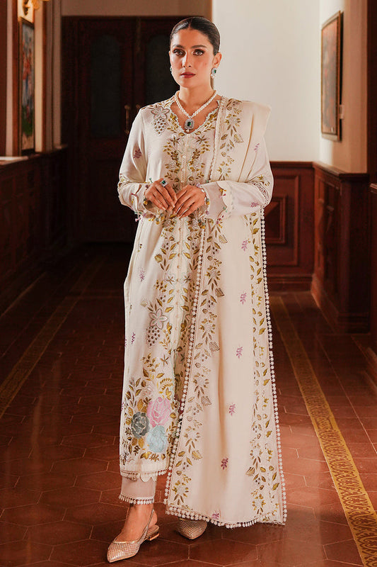 CROSS STITCH-3PC DHANAK EMBROIDERED SHIRT WITH DHANAK EMBROIDERED SHAWL AND TROUSER (SYT-125)